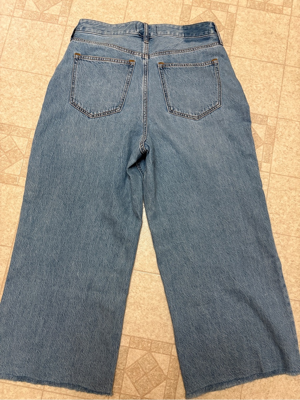 Abercrombie & Fitch Light Blue Wide Leg High Rise Jeans Cropped Curve Love - Picture 2 of 8
